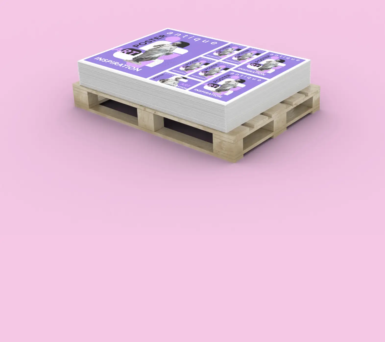 Arkusze plano biało fioletowe na drewnianej palecie