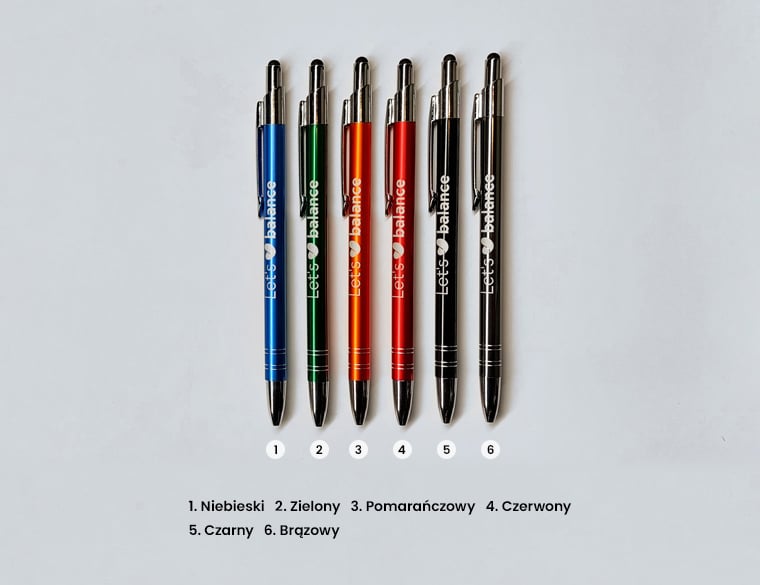 Długopisy metalowe z touch pen - kolory