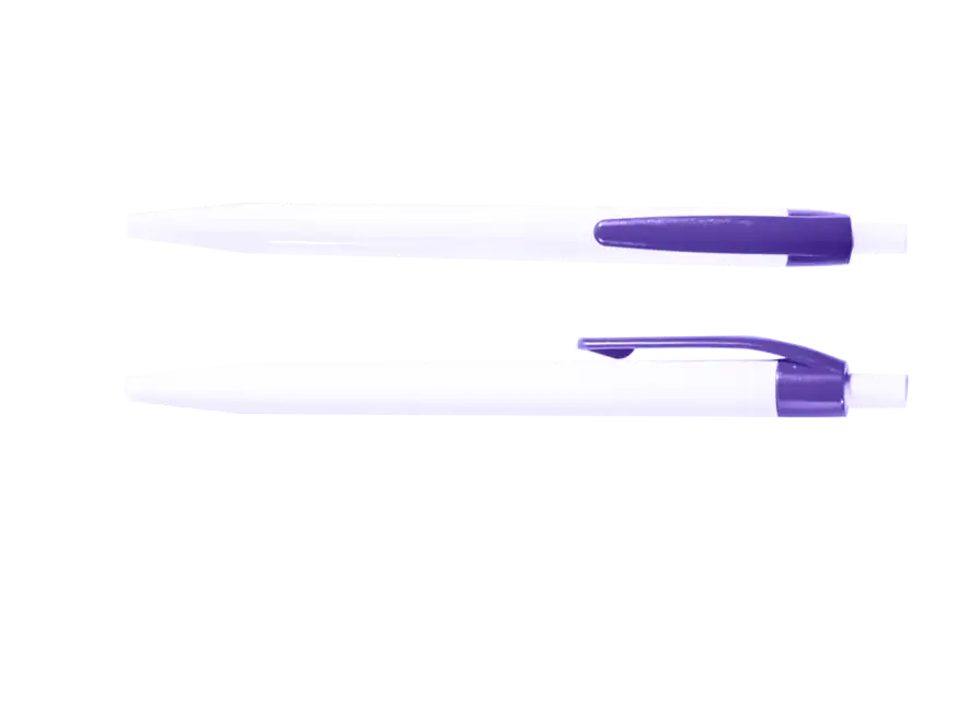 Długopisy plastikowe z kolorowymi elementami