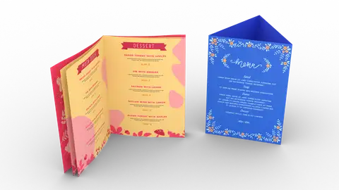 Menu stojące i szyte, klejone