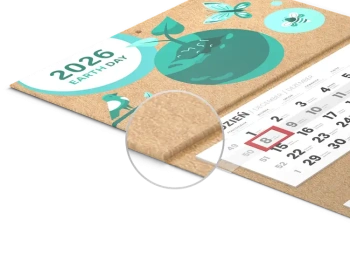 Kalendarze tr&oacute;jdzielne EKO - gł&oacute;wka wypukła, tektura lita