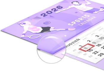 Kalendarze tr&oacute;jdzielne - gł&oacute;wka wypukła, tektura falista