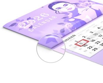 Kalendarze tr&oacute;jdzielne - gł&oacute;wka wypukła, tektura lita + gąbka