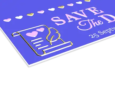 Zaproszenia cięte Premium - lakier wybiórczy UV + złocenie 3D