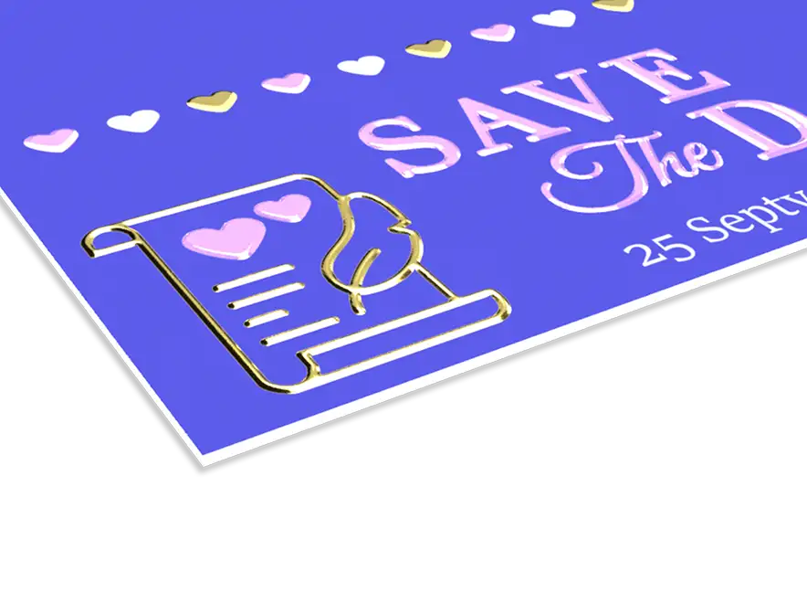 Zaproszenia Premium - lakier wybiórczy UV + złocenie 3D