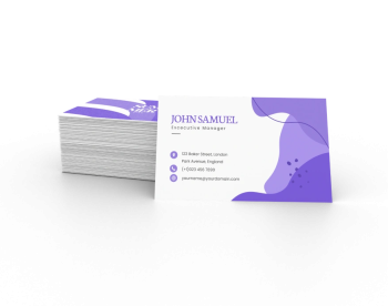 Wizyt&oacute;wki biało fioletowe - materiały reklamowe dla firm