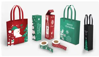 Pudełko na wino + taśmy samoprzylepne + torby