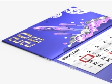 Kalendarze trójdzielne Premium - główka wypukła, tektura lita - lakier wybiórczy, złocenie, srebrzenie... 3D