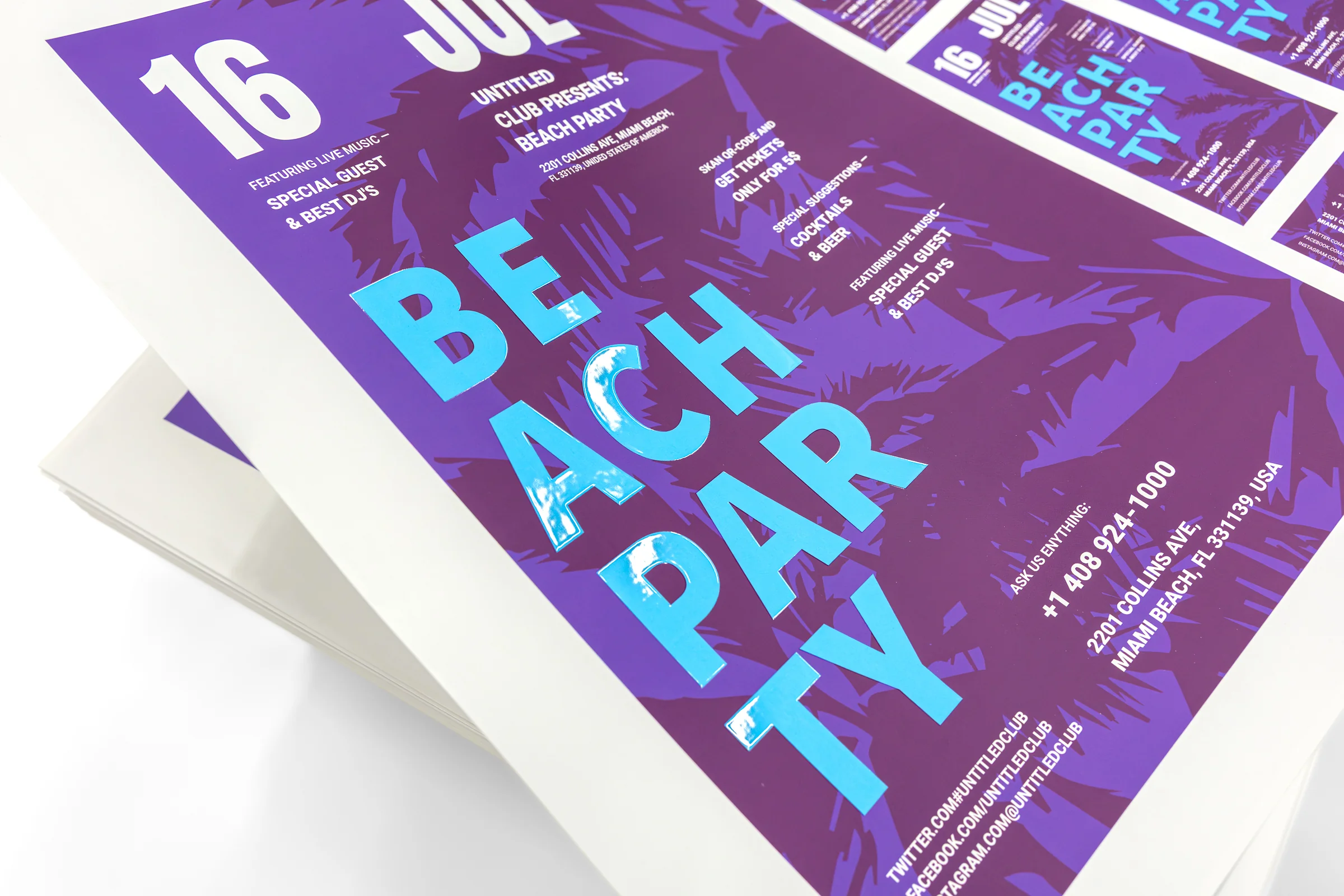 Arkusze plano Premium - niebieskie napisy + lakier wybiórczy UV 3D