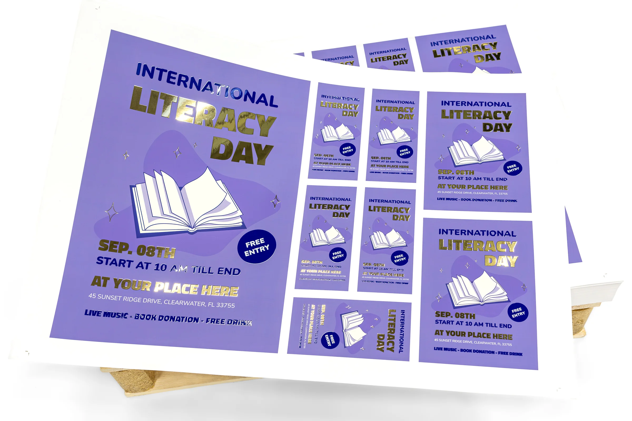 Arkusze plano Premium - lakier wybiórczy UV + złocenie 3D