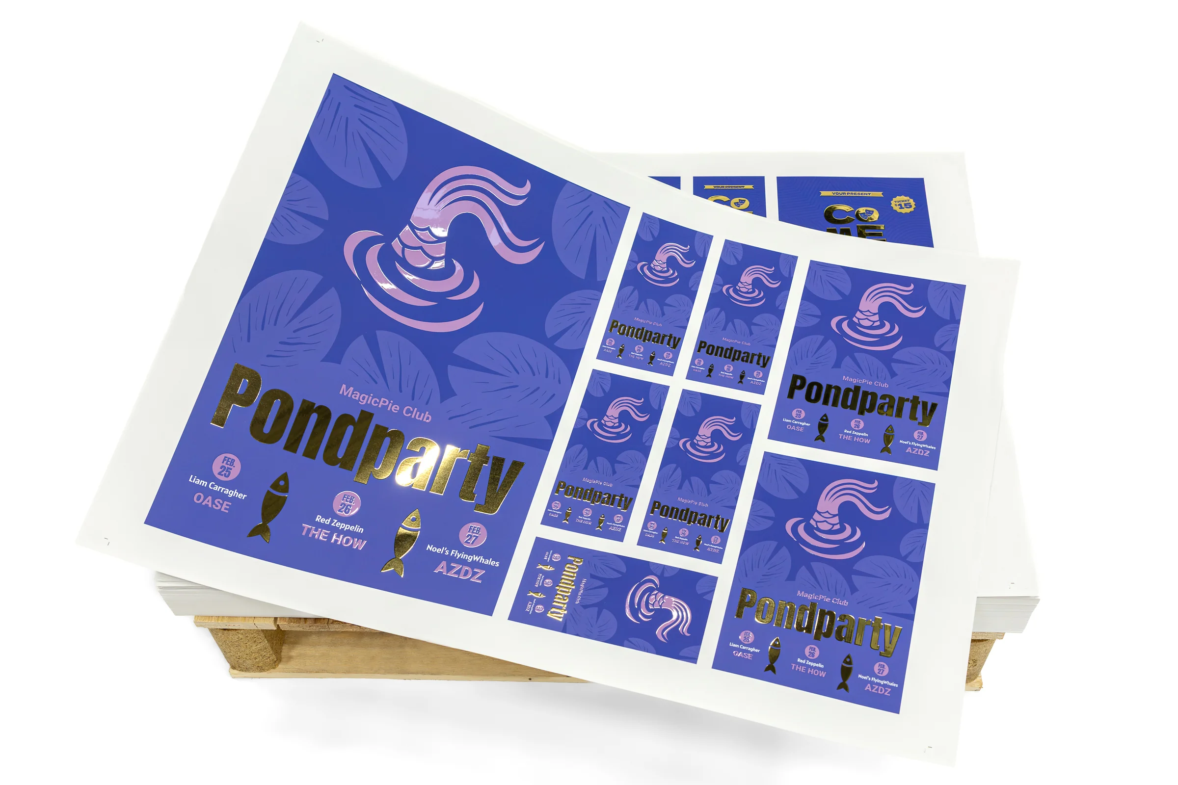 Arkusze plano Premium - złocenie 3D na fioletowym tle + lakier wybiórczy UV