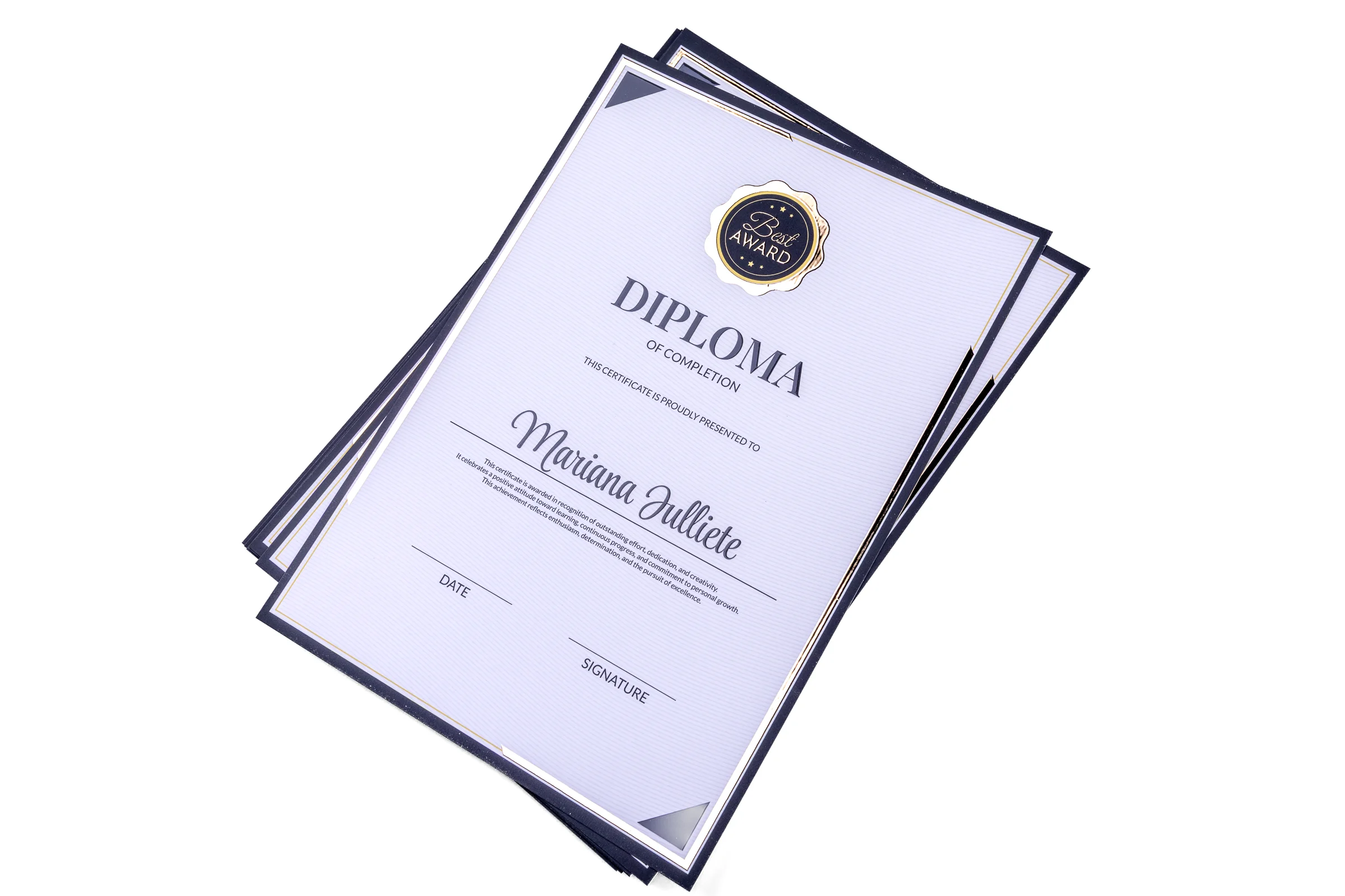 Dyplomy i certyfikaty Premium 3D - lakier UV i złocenie 3D