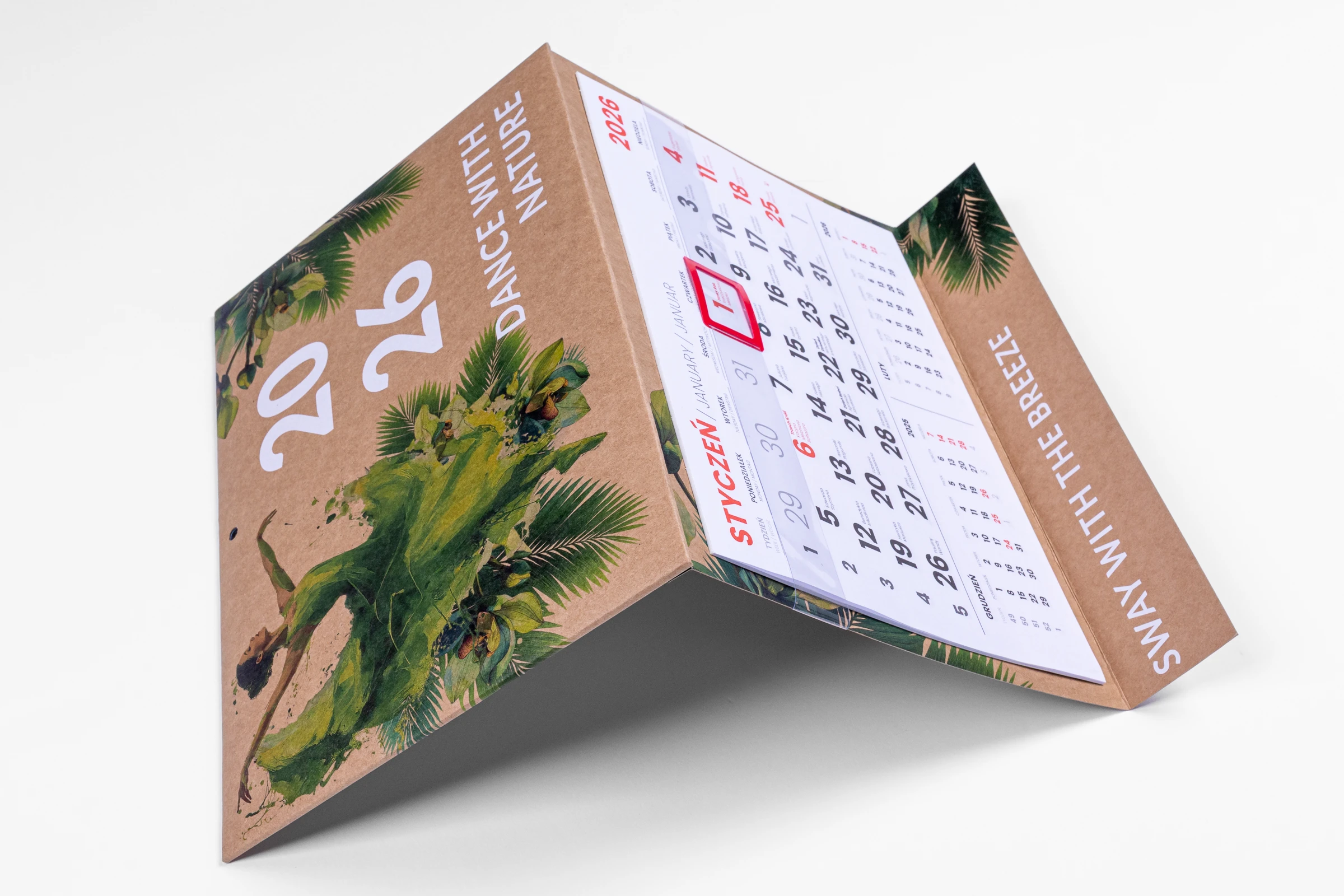 Kalendarze jednodzielne EKO - główka wypukła, tektura tektura lita + gąbka