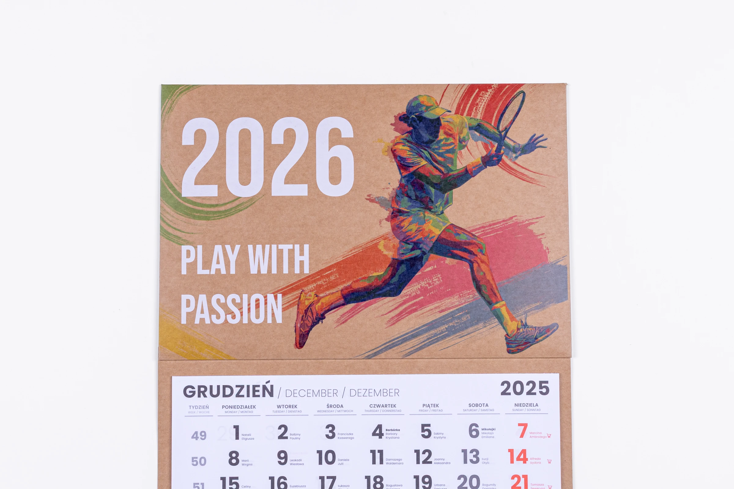 Kalendarze trójdzielne EKO - główka wypukła, tektura falista