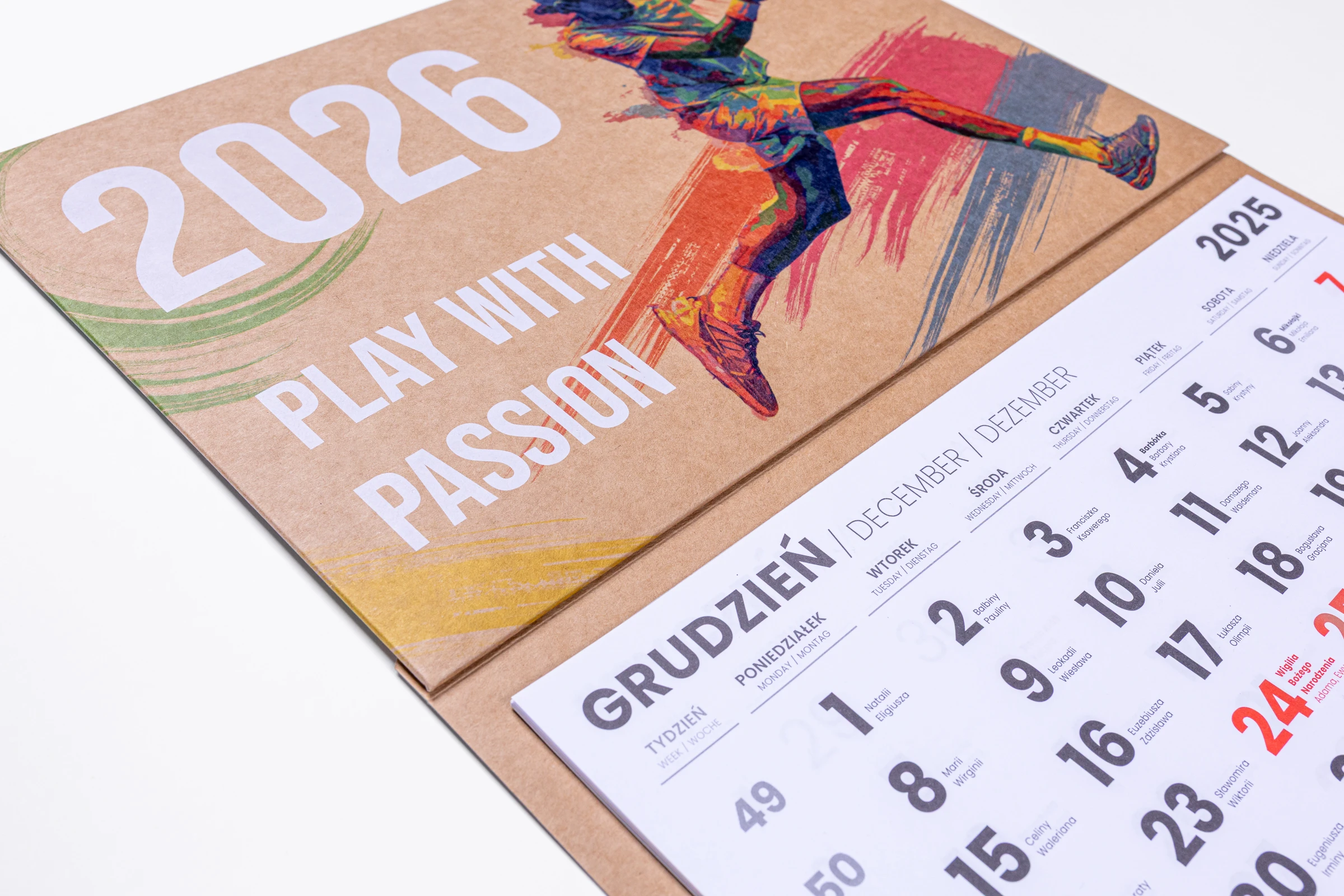 Kalendarze trójdzielne EKO - główka wypukła, tektura falista