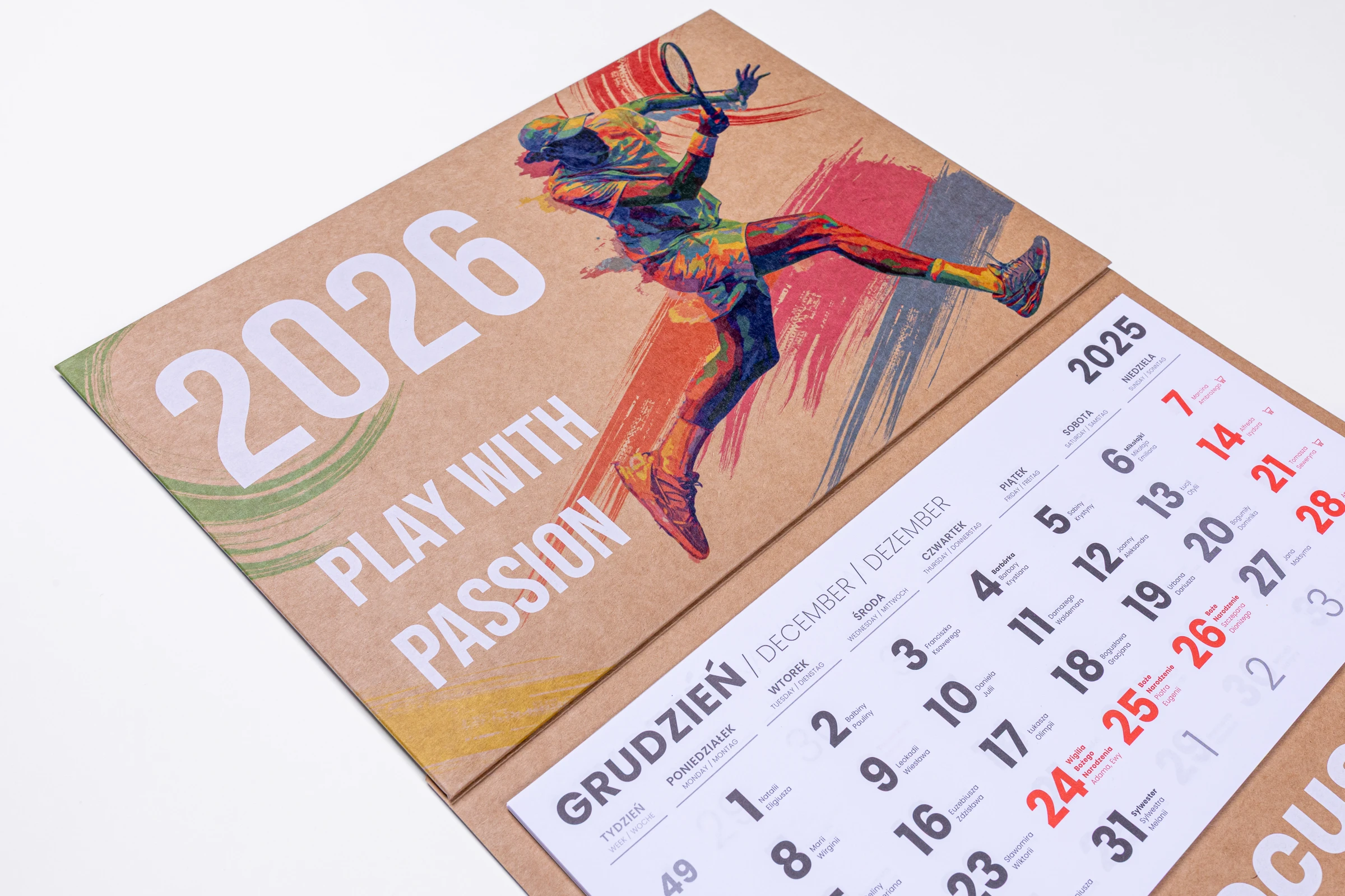 Kalendarze trójdzielne EKO - główka wypukła, tektura falista