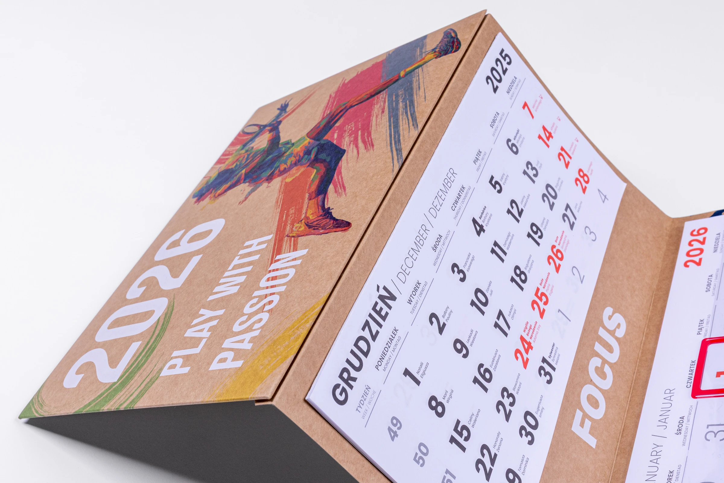 Kalendarze trójdzielne EKO - główka wypukła, tektura falista