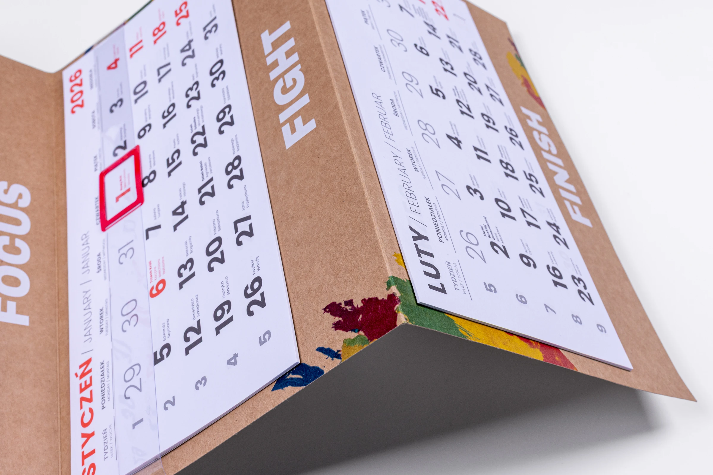 Kalendarze trójdzielne EKO - główka wypukła, tektura falista