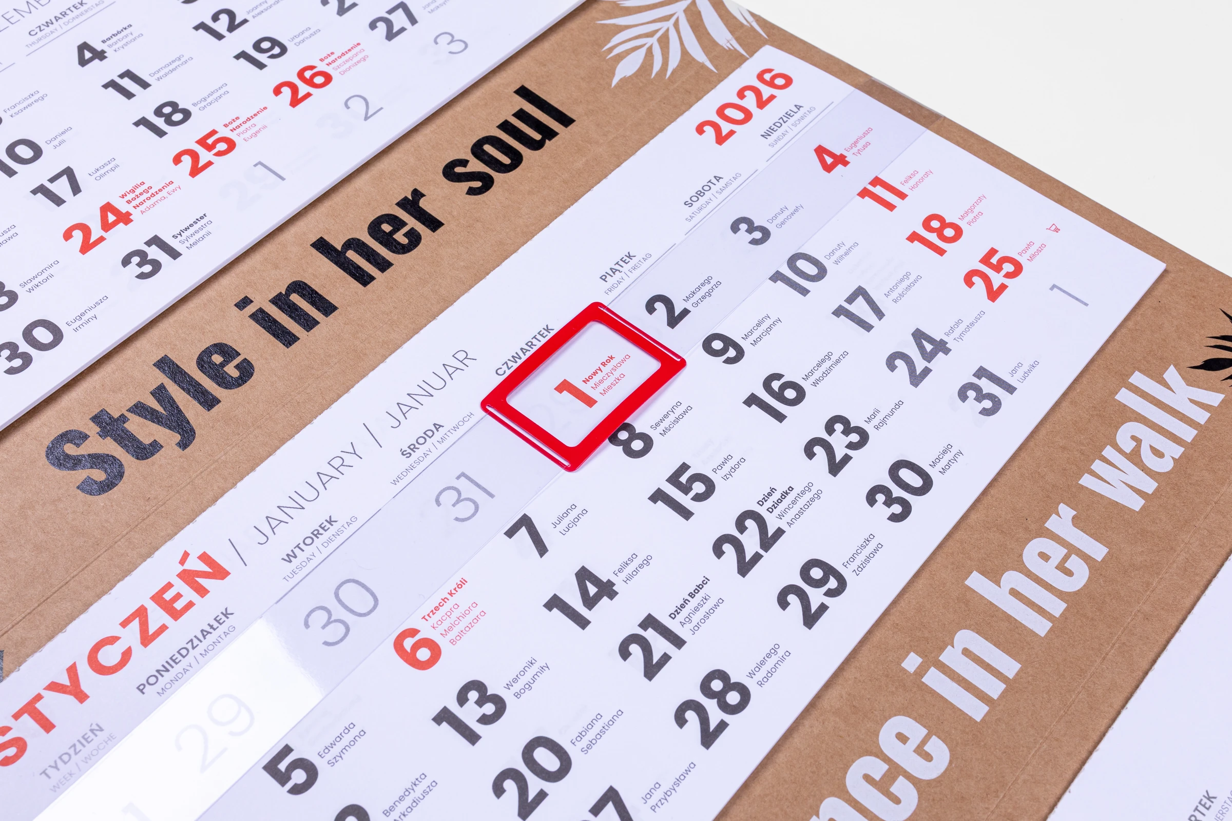 Kalendarze trójdzielne EKO - główka wypukła, tektura lita + gąbka