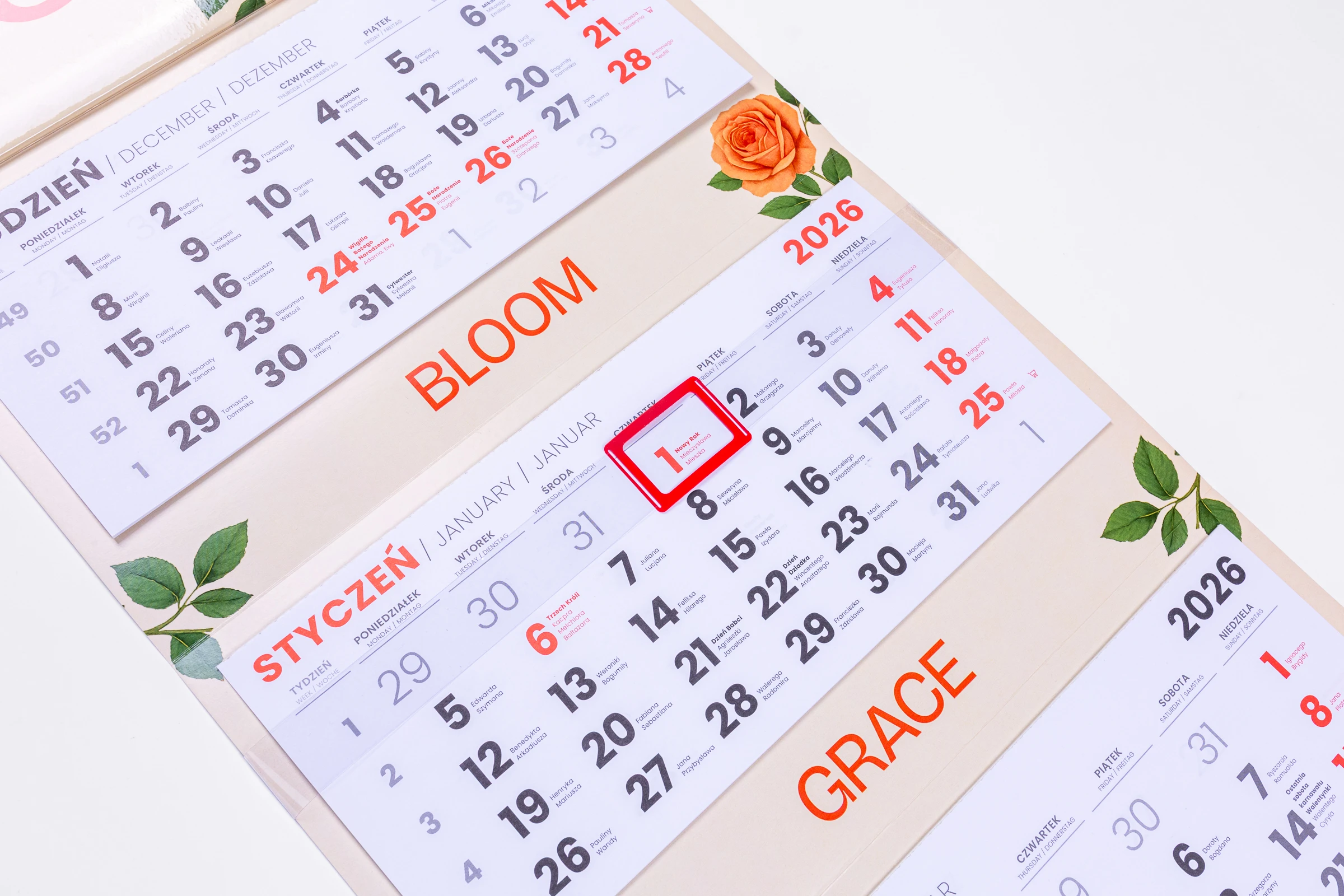 kalendarze trójdzielne główka wypukła tektura lita plus gąbka