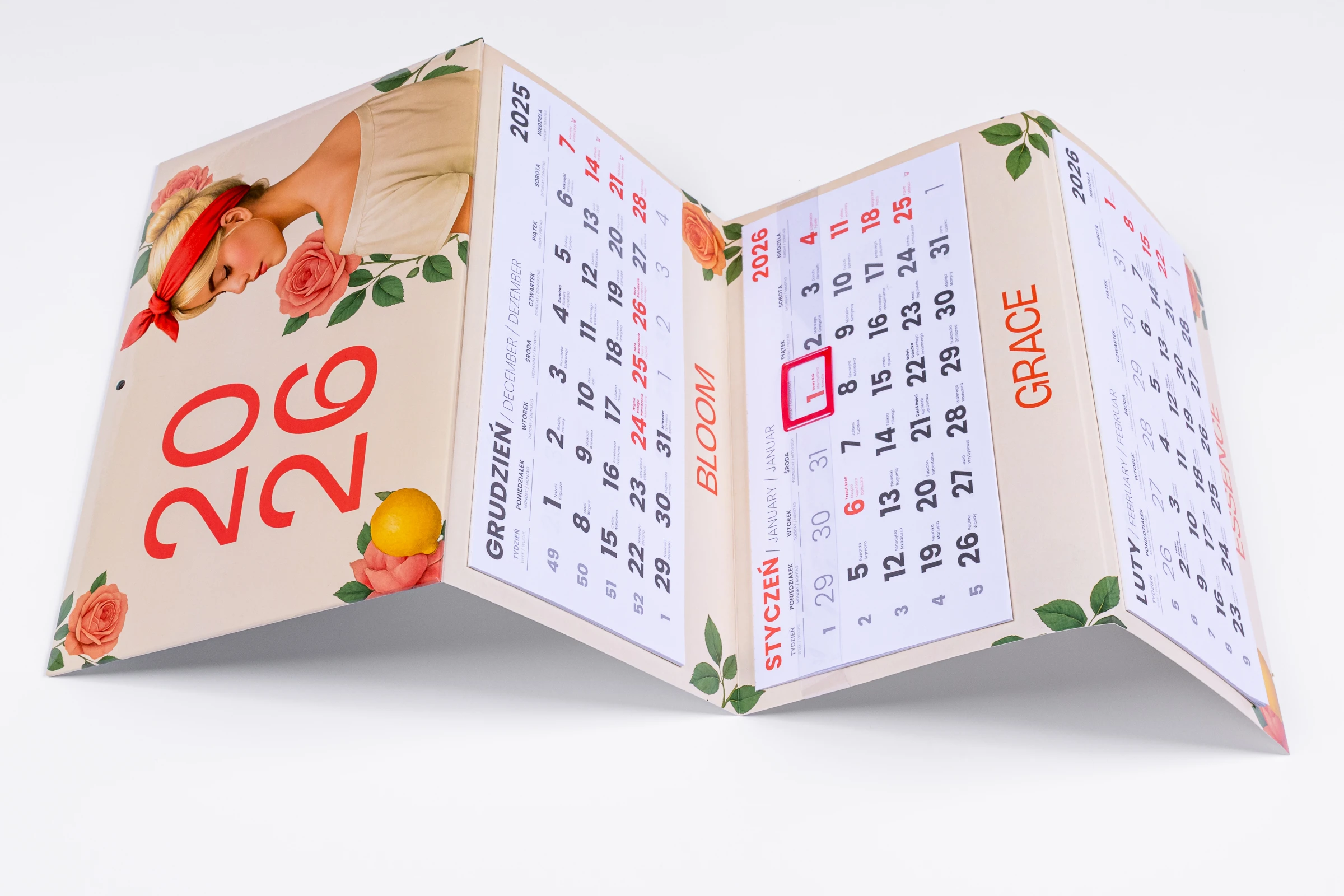 kalendarze trójdzielne główka wypukła tektura lita plus gąbka