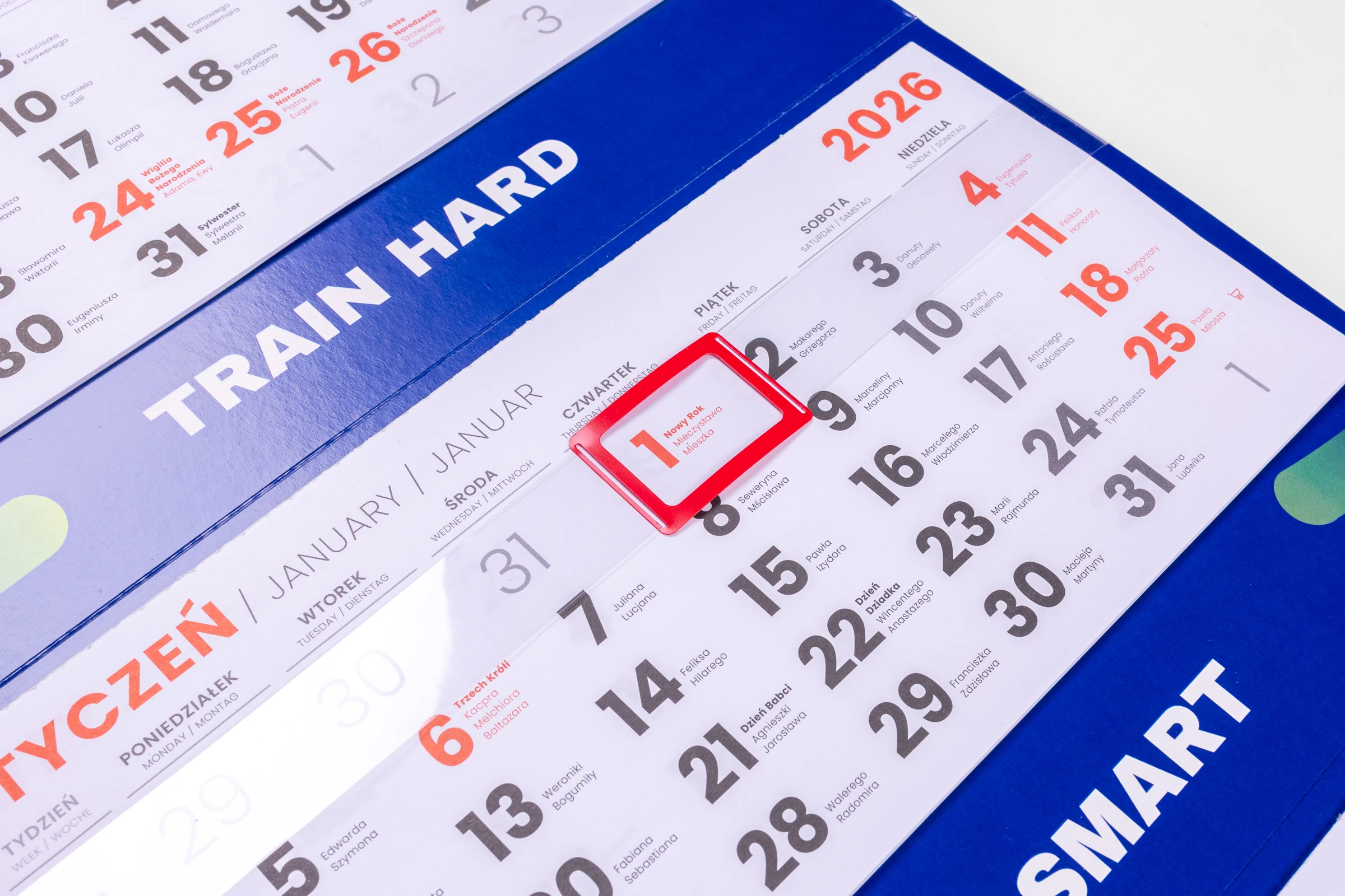 Kalendarz trójdzielny Premium, tektura falista