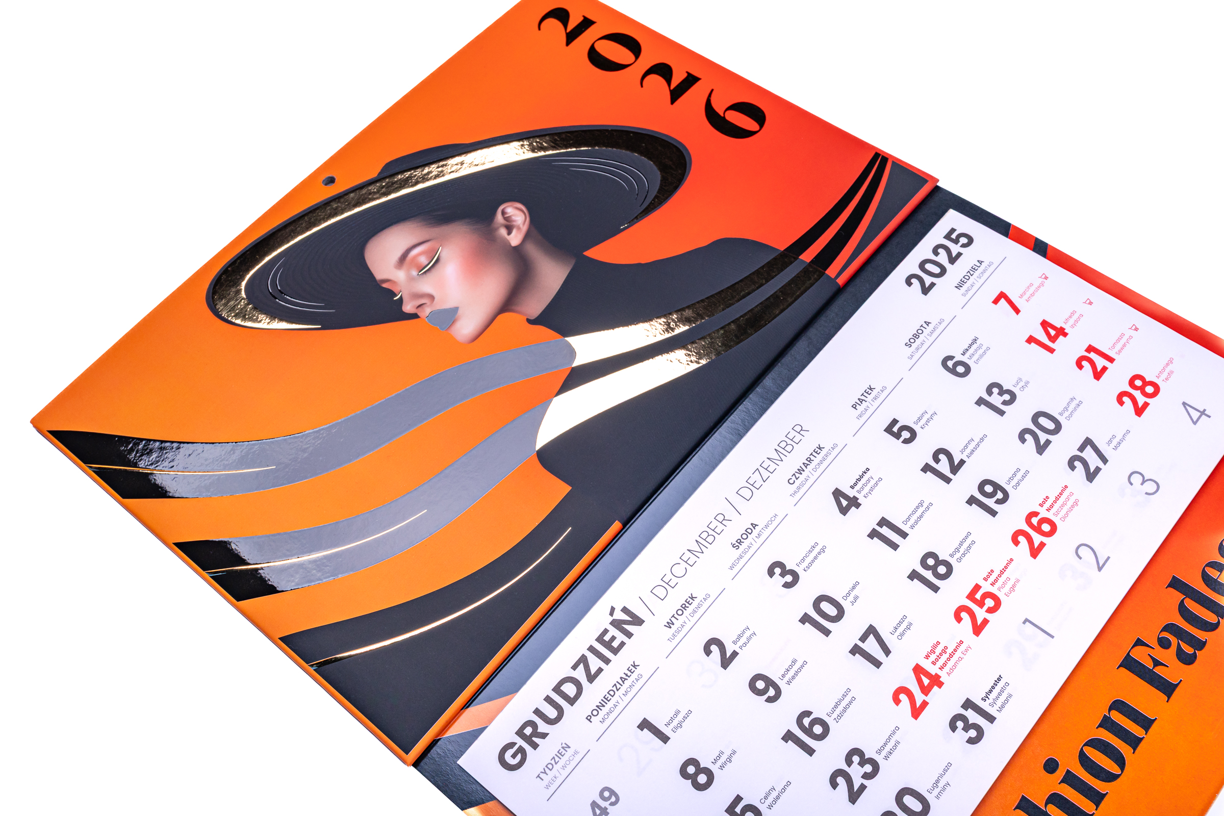 Kalendarze trójdzielne PREMIUM - główka wypukła tektura lita z gąbką