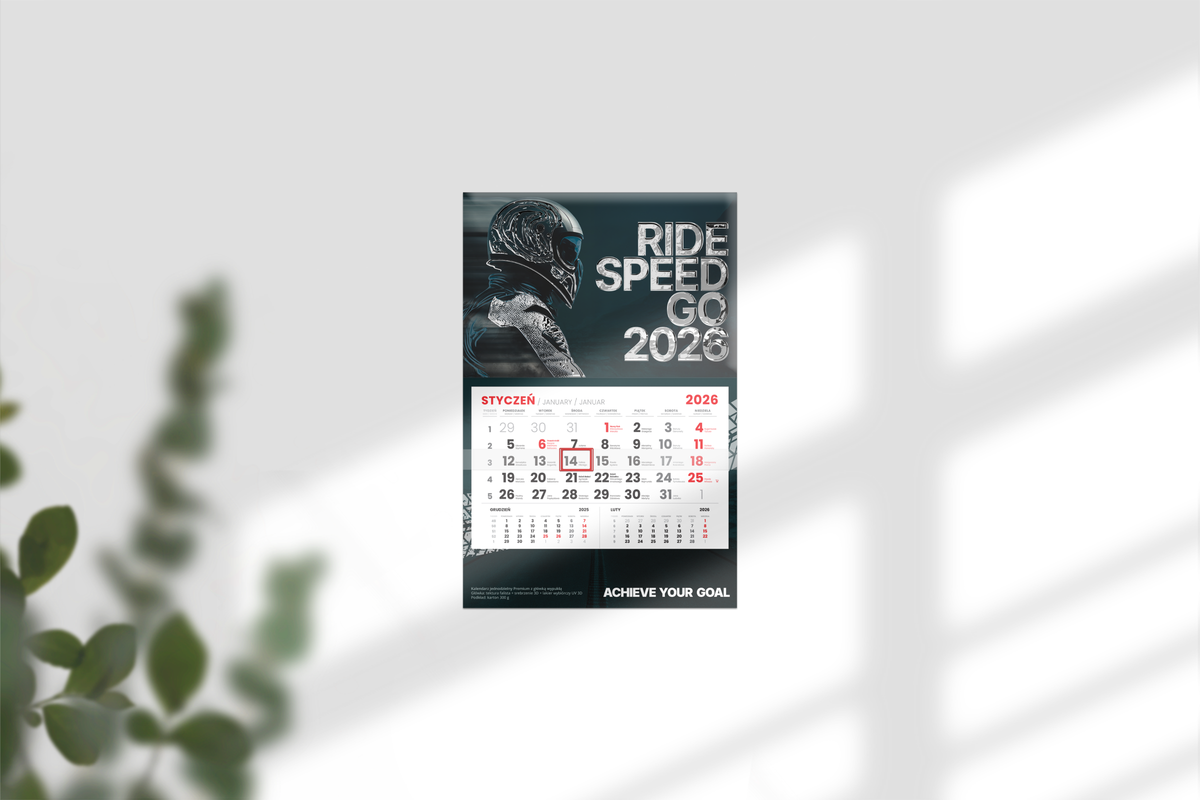 Kalendarze jednodzielne Premium - główka wypukła_tektura falista