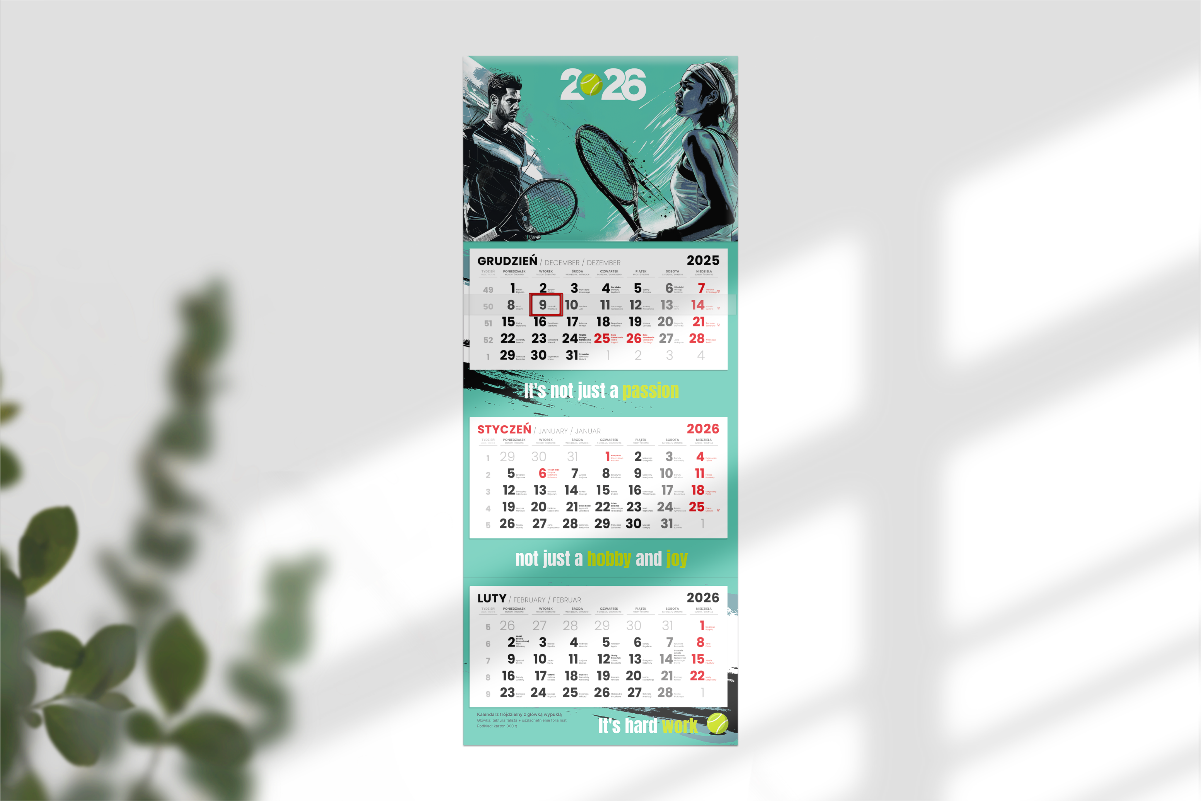 Kalendarze trójdzielne - główka wypukła_tektura falista