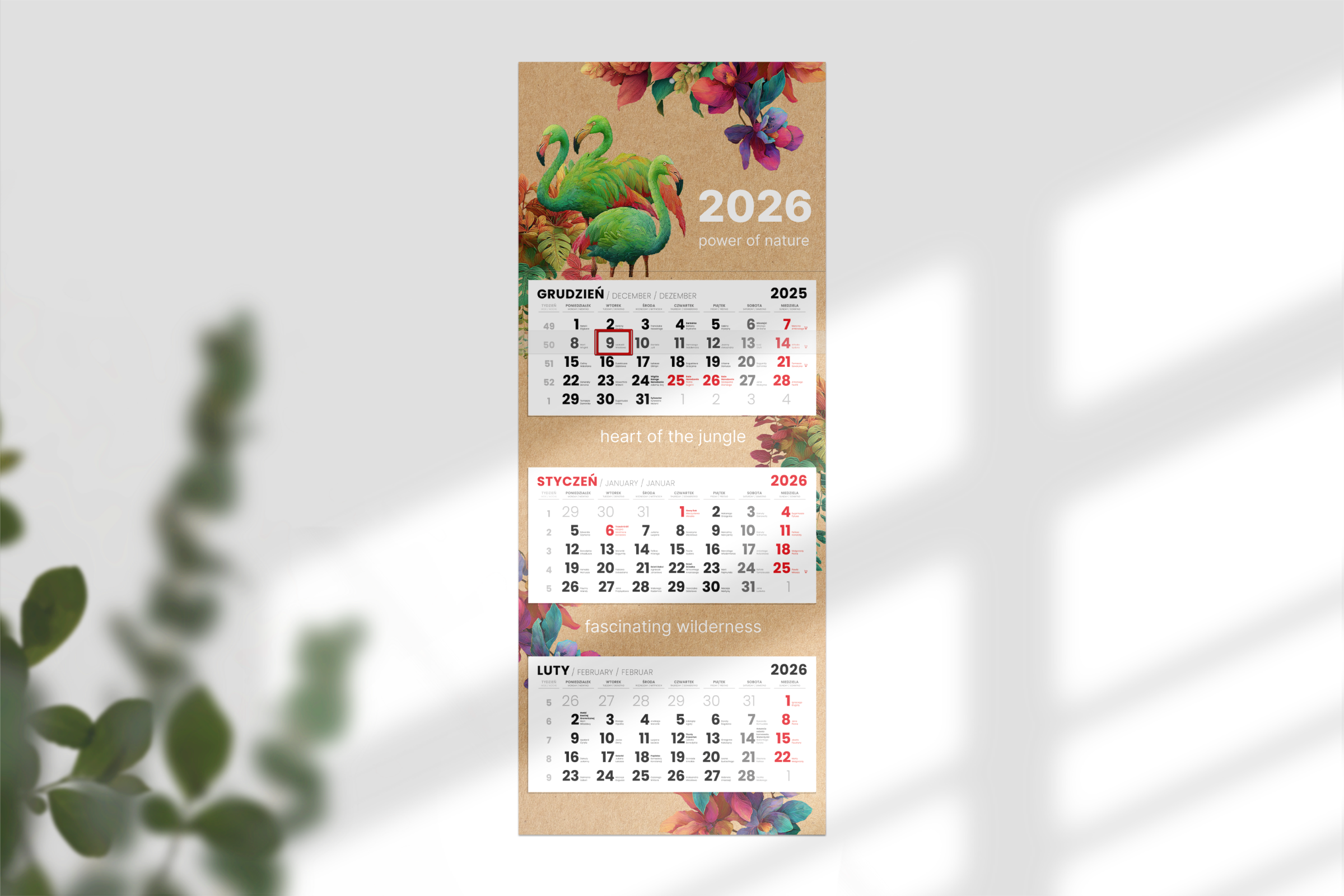 Kalendarze trójdzielne EKO - główka płaska