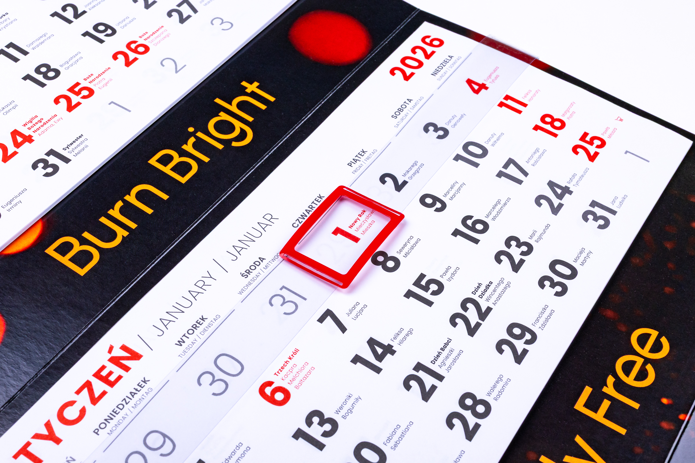 Kalendarze trójdzielne PREMIUM - główka wypukła_tektura lita