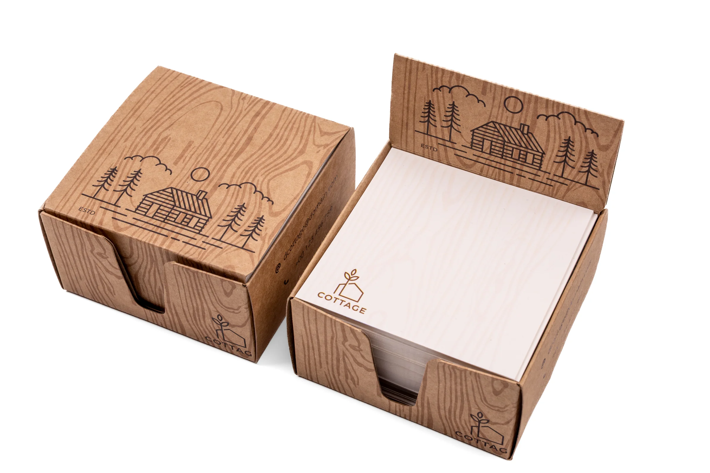 Notesy w kostce w kartoniku EKO z logo firmy