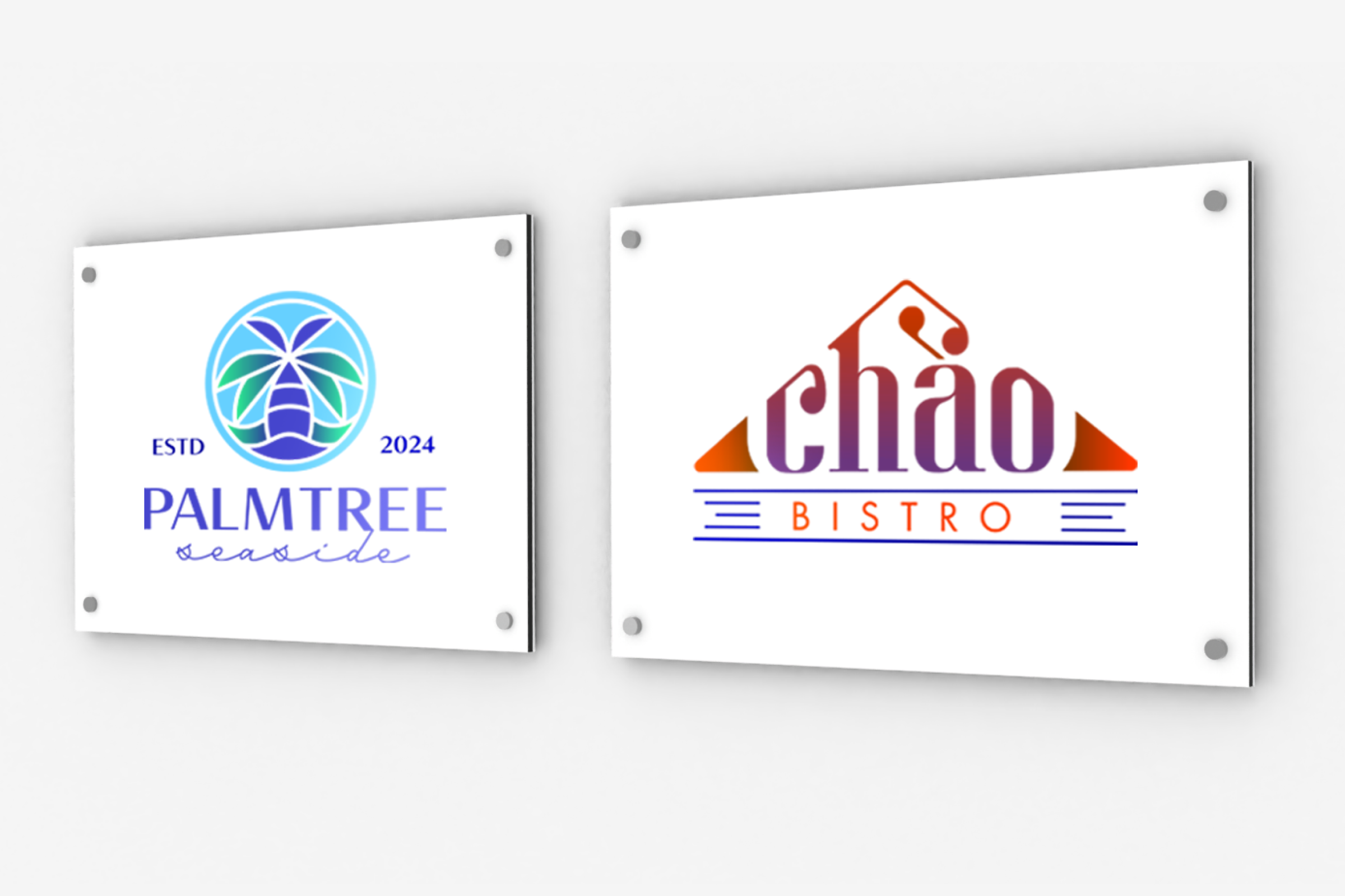 Płyty Dibond białe logo