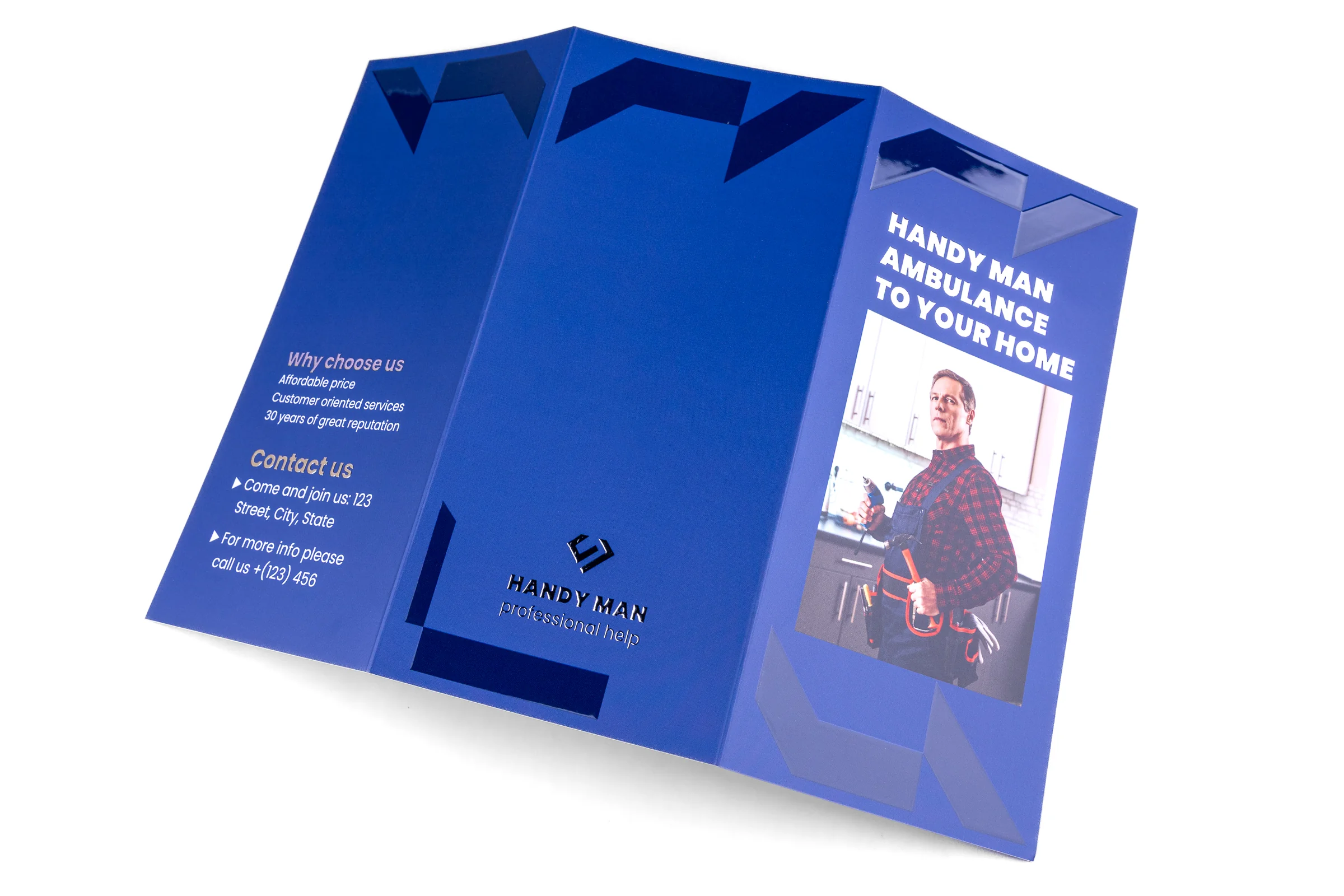 Ulotki dla firm składane Premium - lakier wybiórczy UV + srebrzenie 3D