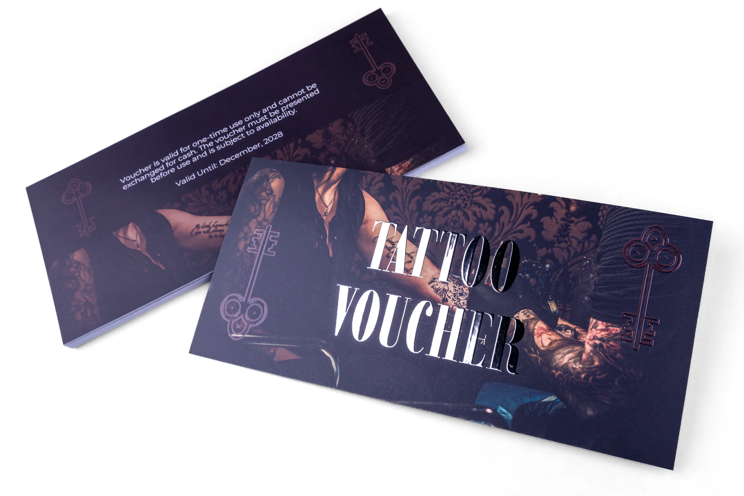 Vouchery firmowe cięte Premium - lakier wybiórczy UV + srebrzenie 3D