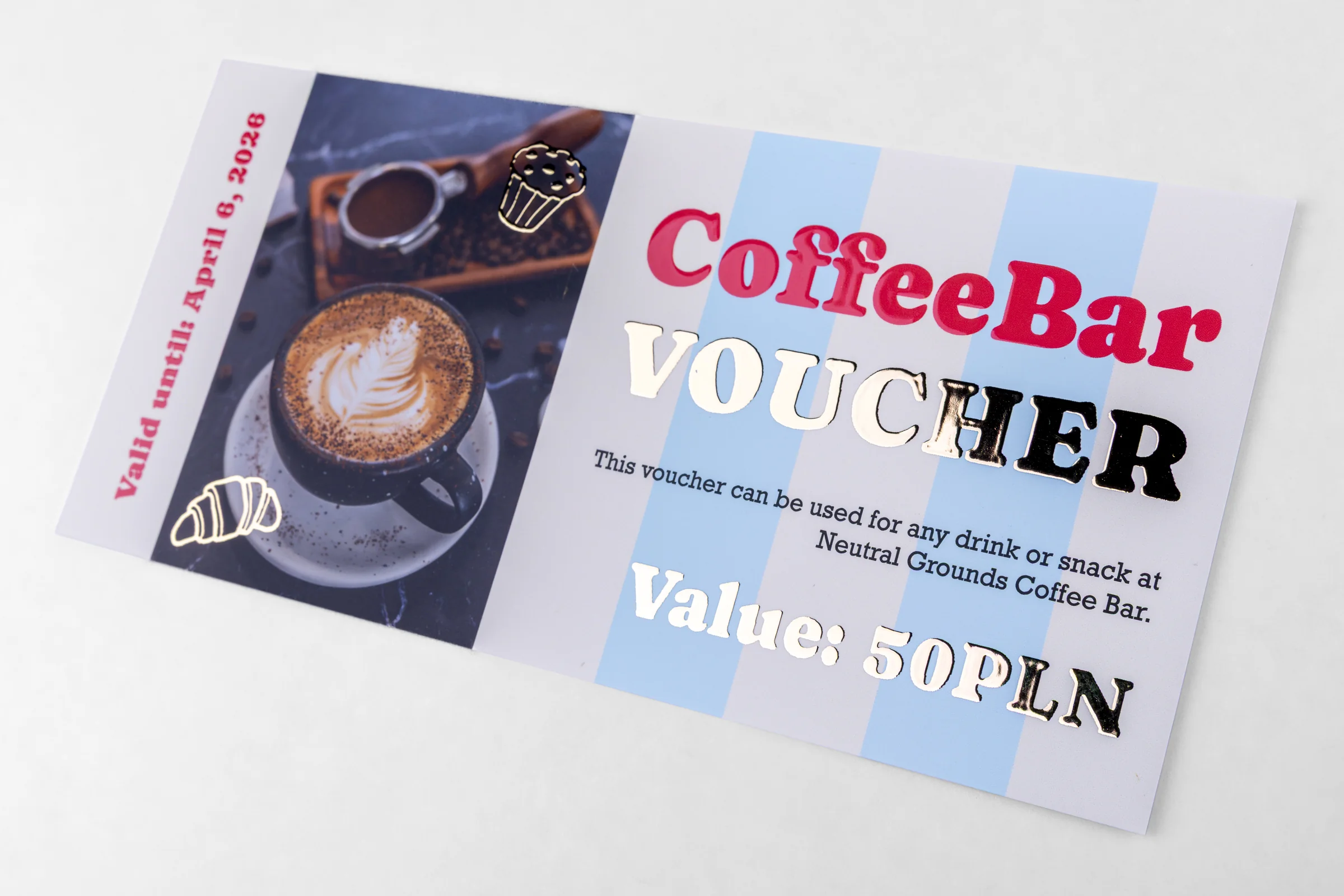 Vouchery cięte Premium - lakier wybiórczy UV + złocenie 3D