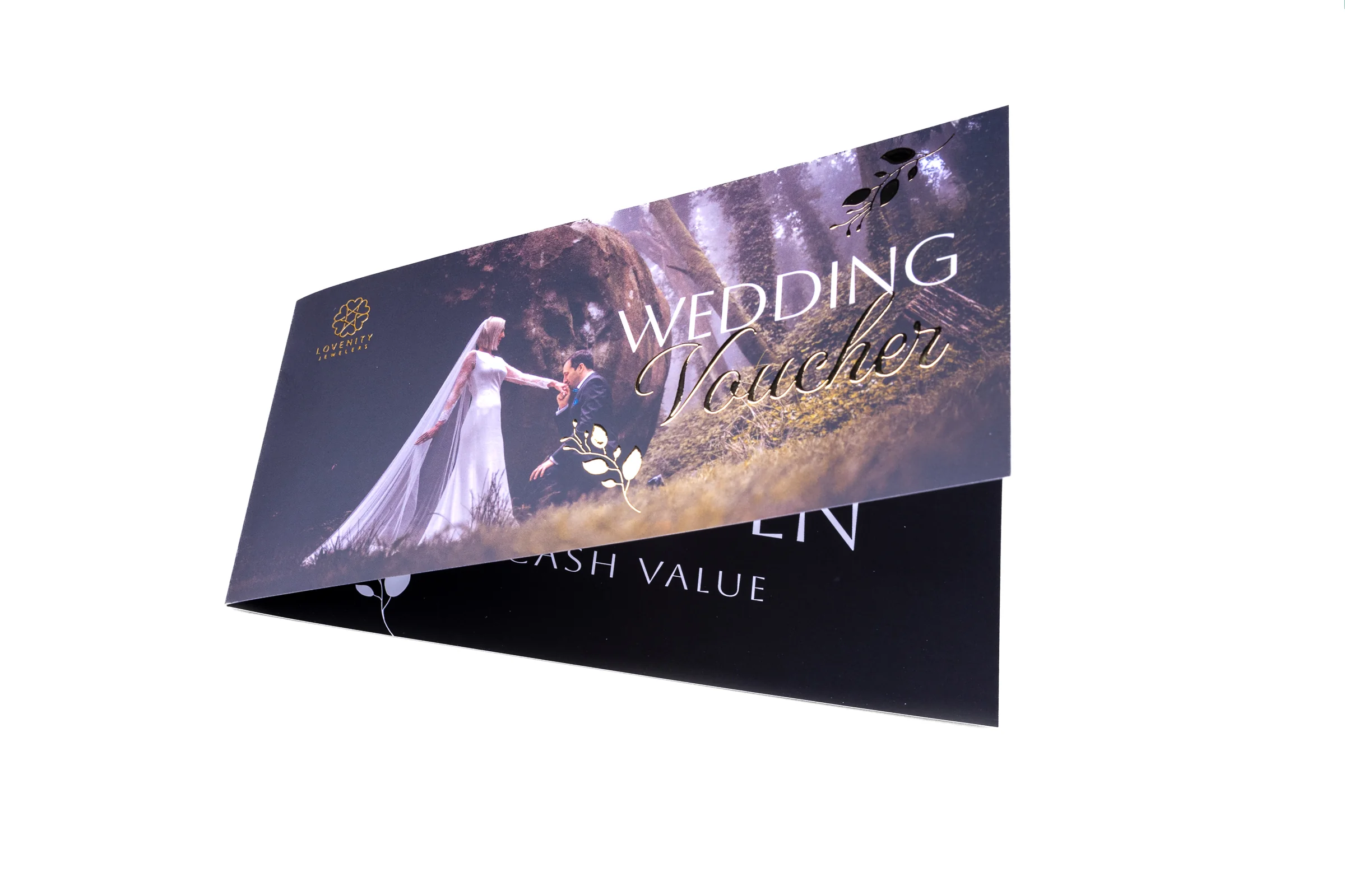 Vouchery składane Premium - lakier wybiórczy UV + złocenie 3D