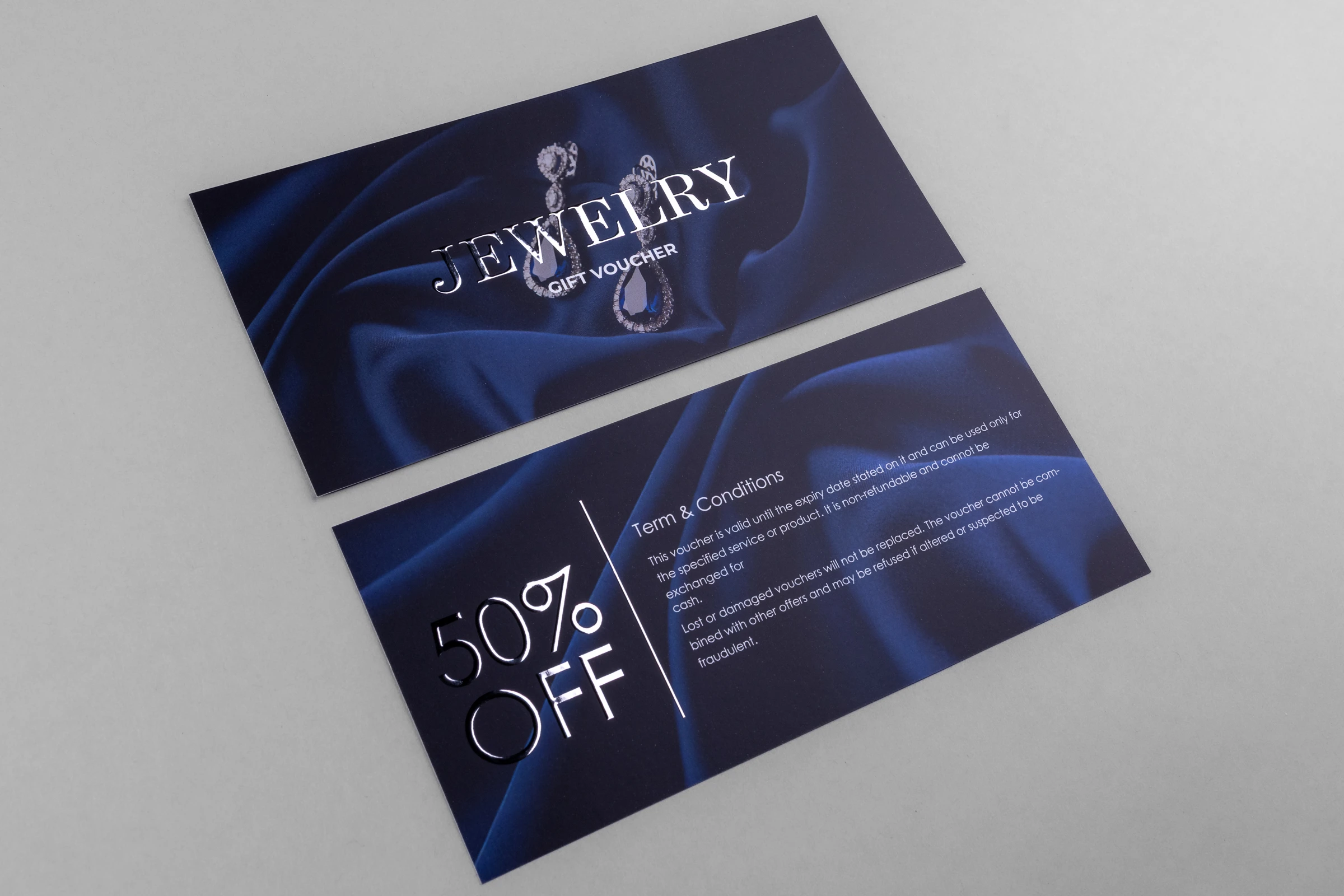 Vouchery cięte folia srebrna Premium 3D