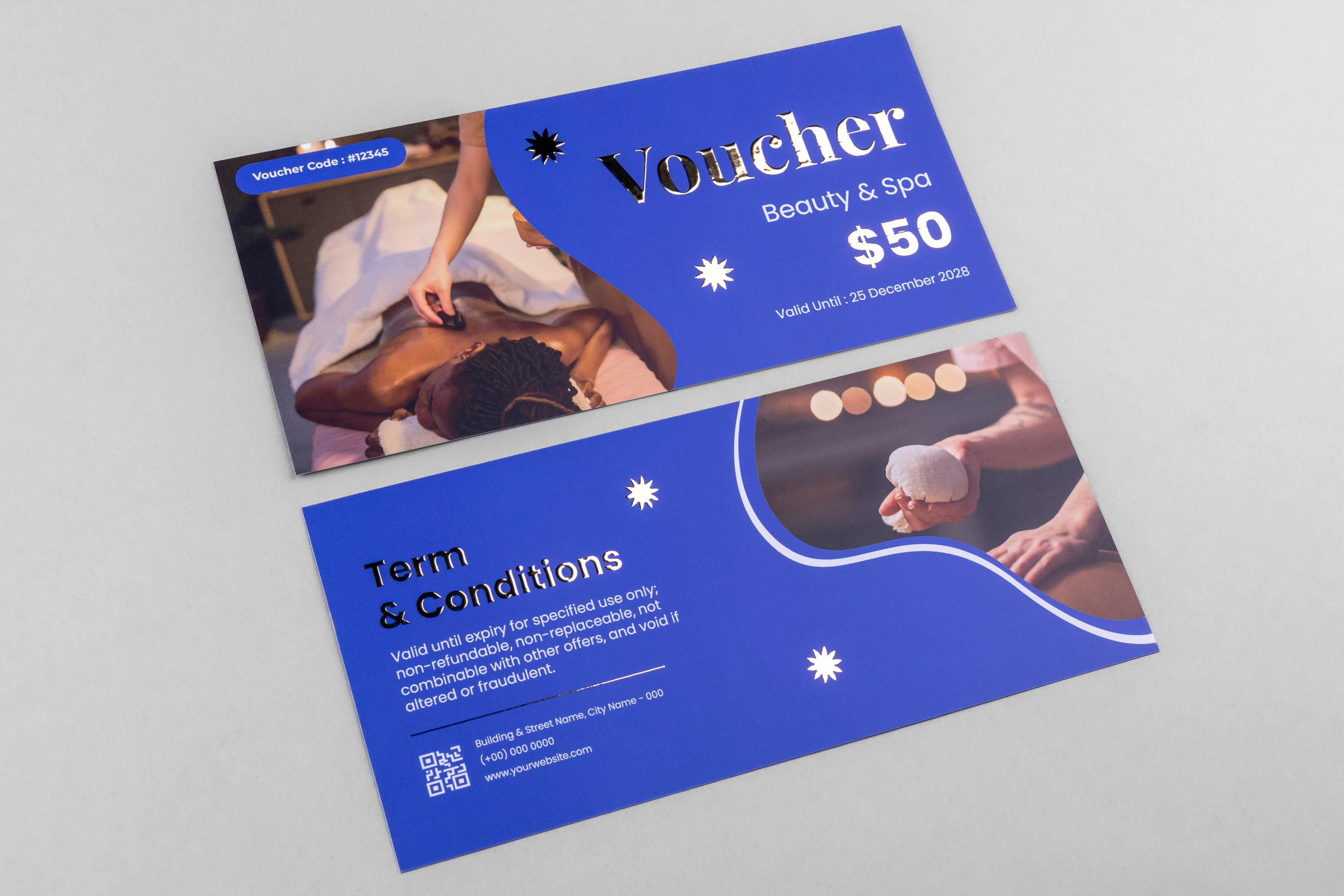 Vouchery cięte folia złota Premium 3D