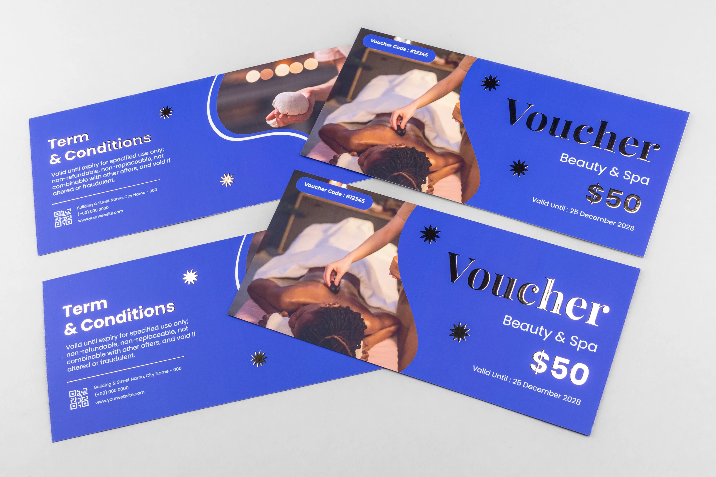 Vouchery cięte folia złota Premium 3D