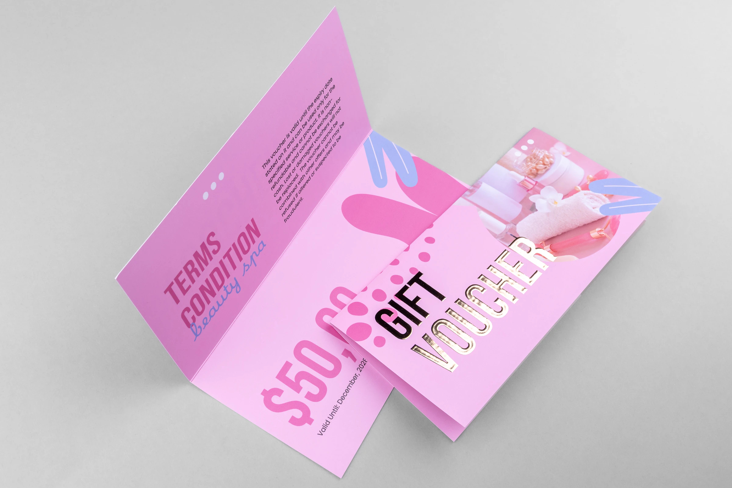 Vouchery składane folia złota Premium 3D