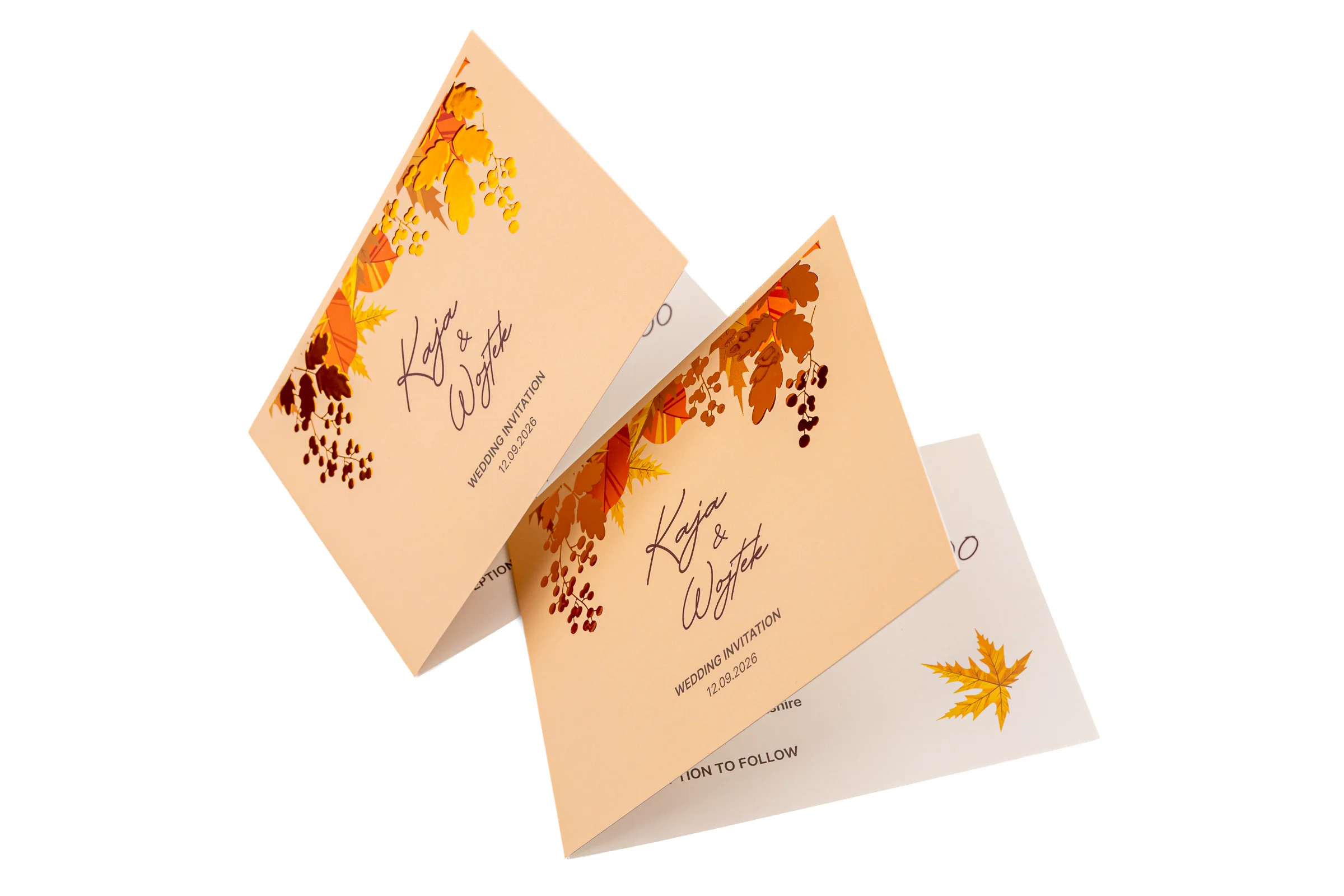 Zaproszenia składane Premium - miedziana folia