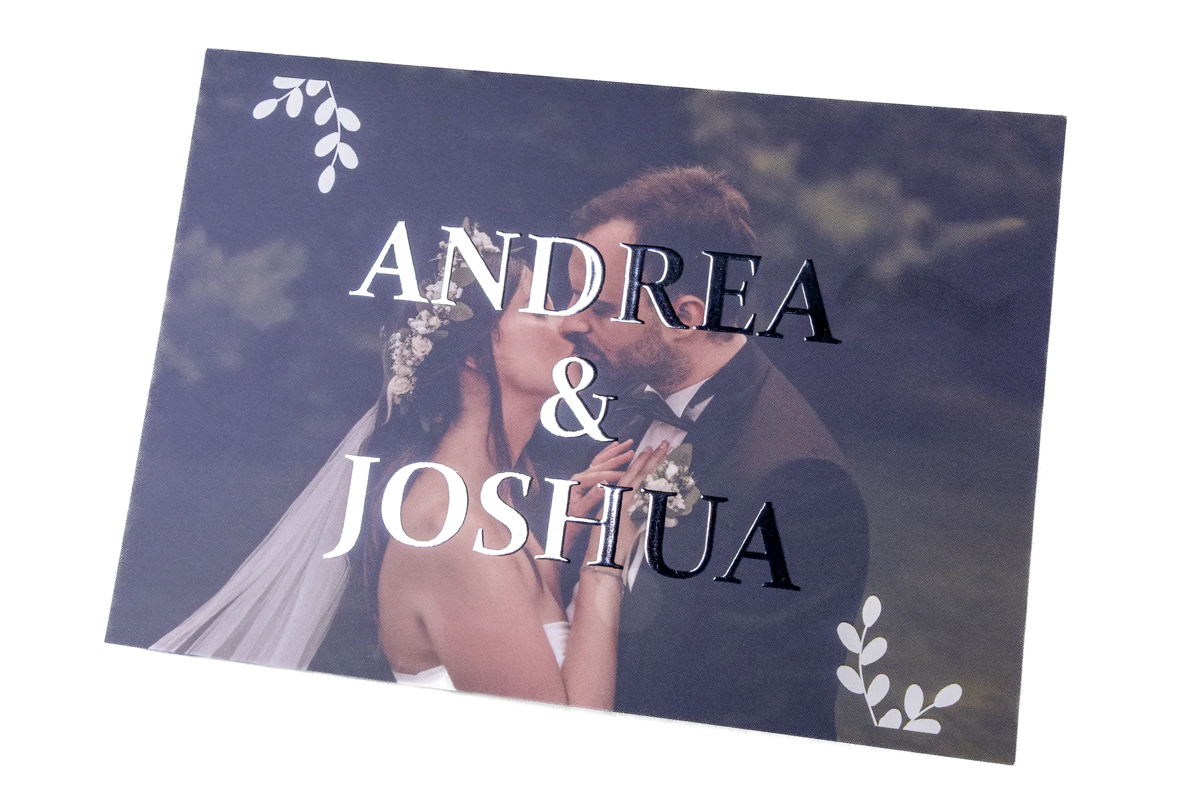 Zaproszenia cięte Premium - lakier wybiórczy UV + srebrzenie 3D - na wesele