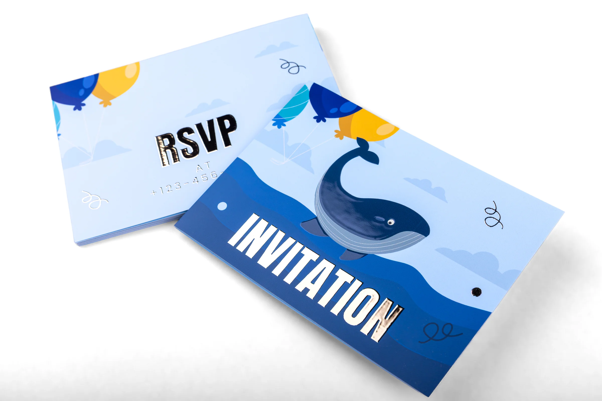 Zaproszenia cięte Premium - lakier wybiórczy UV + złocenie 3D - przód i tył