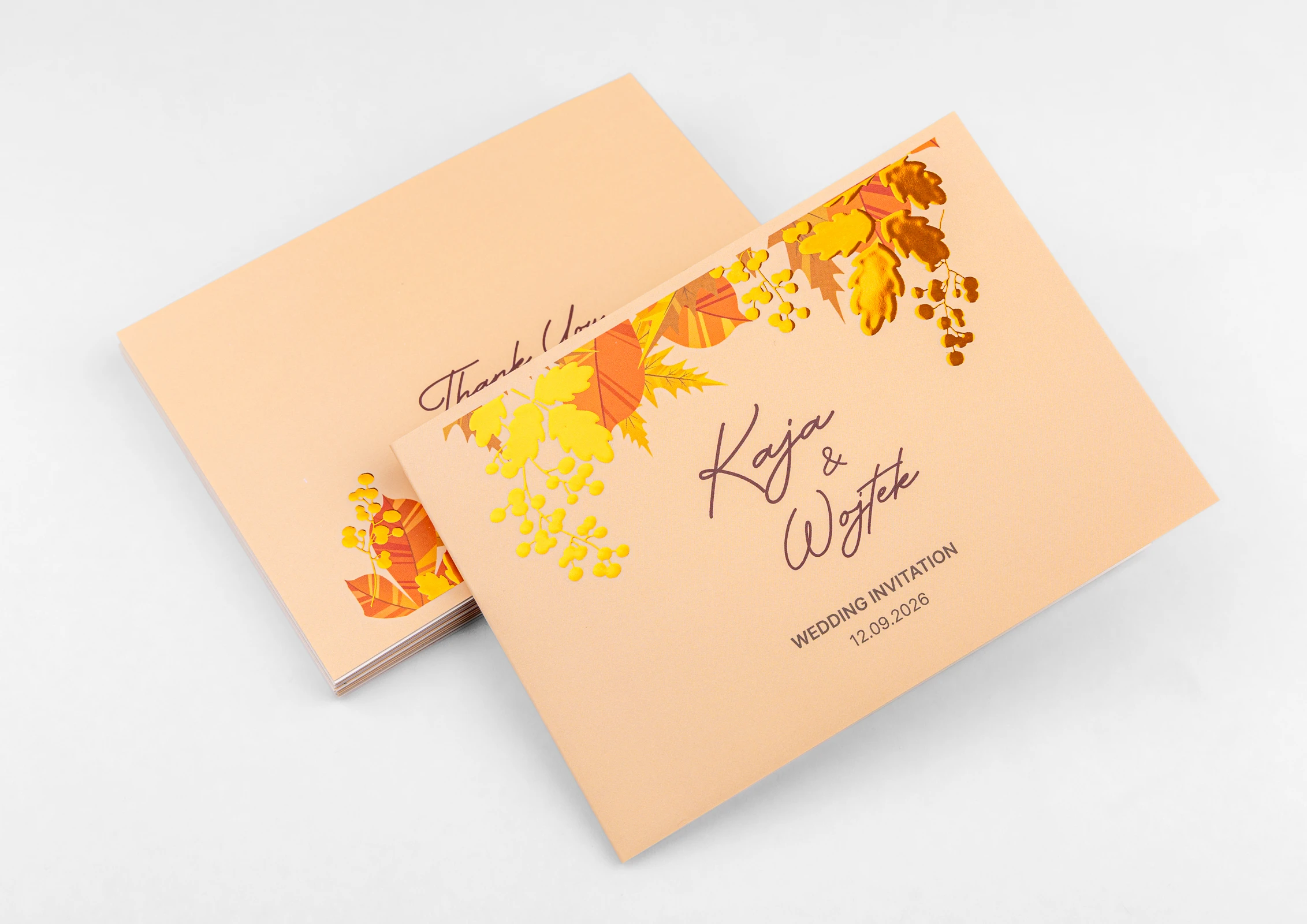 Zaproszenia składane Premium - folia miedziana 3D