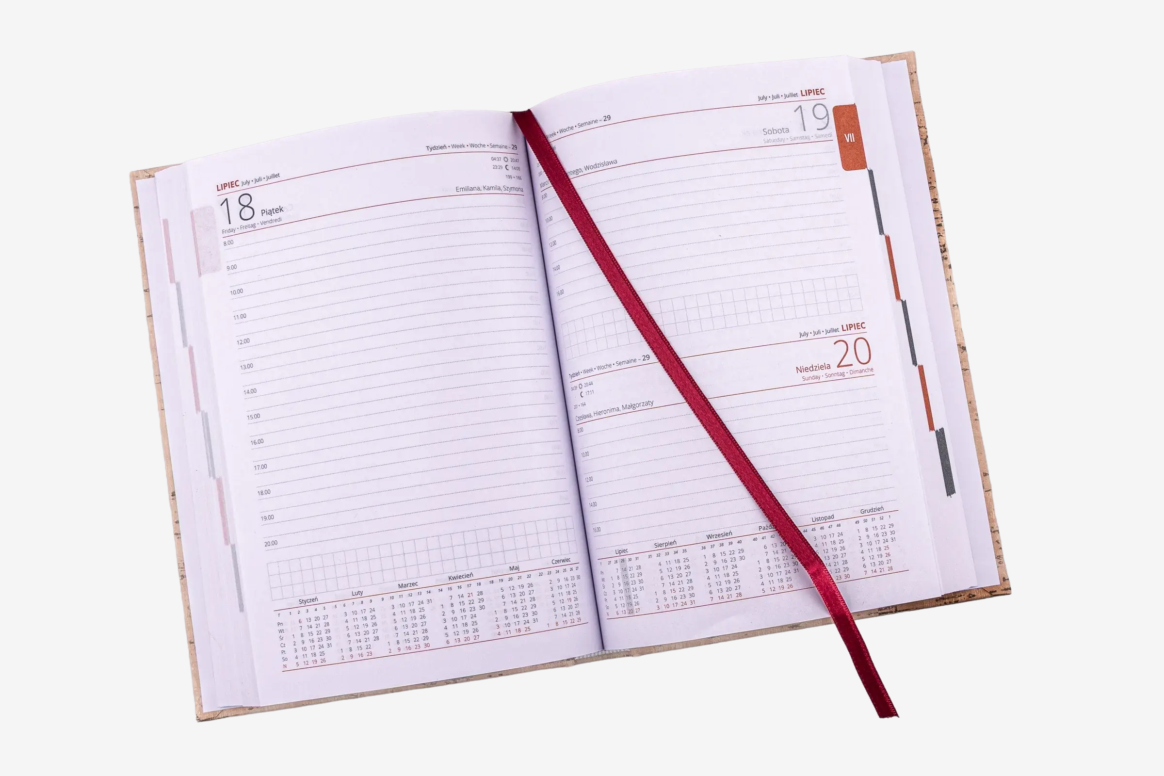 Kalendarz książkowy A5 dzienne - wnętrze